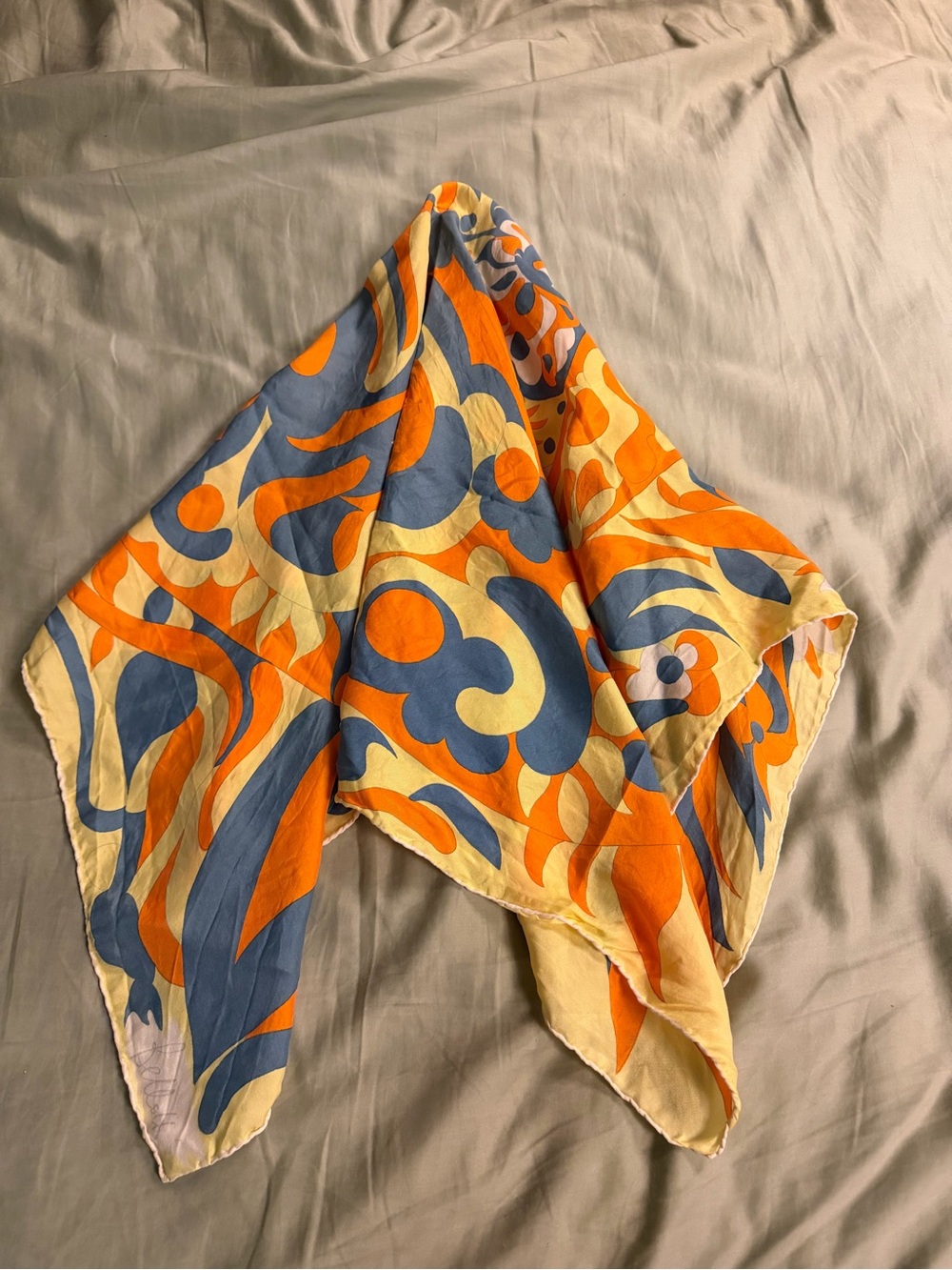 Vintage Abercrombie Fitch Italy Silk Scarf Mod Psychedelic Graphic 30” Carre